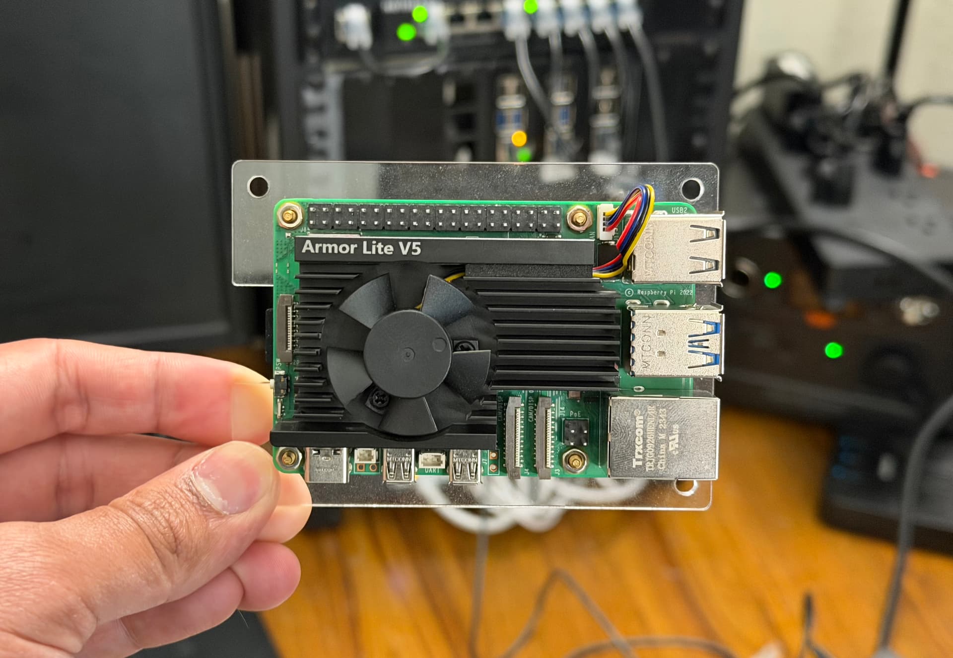 The Raspberry Pi 5 running bge-m3 and the auth proxy — 8 GB of RAM, four ARM cores, zero recurring cost