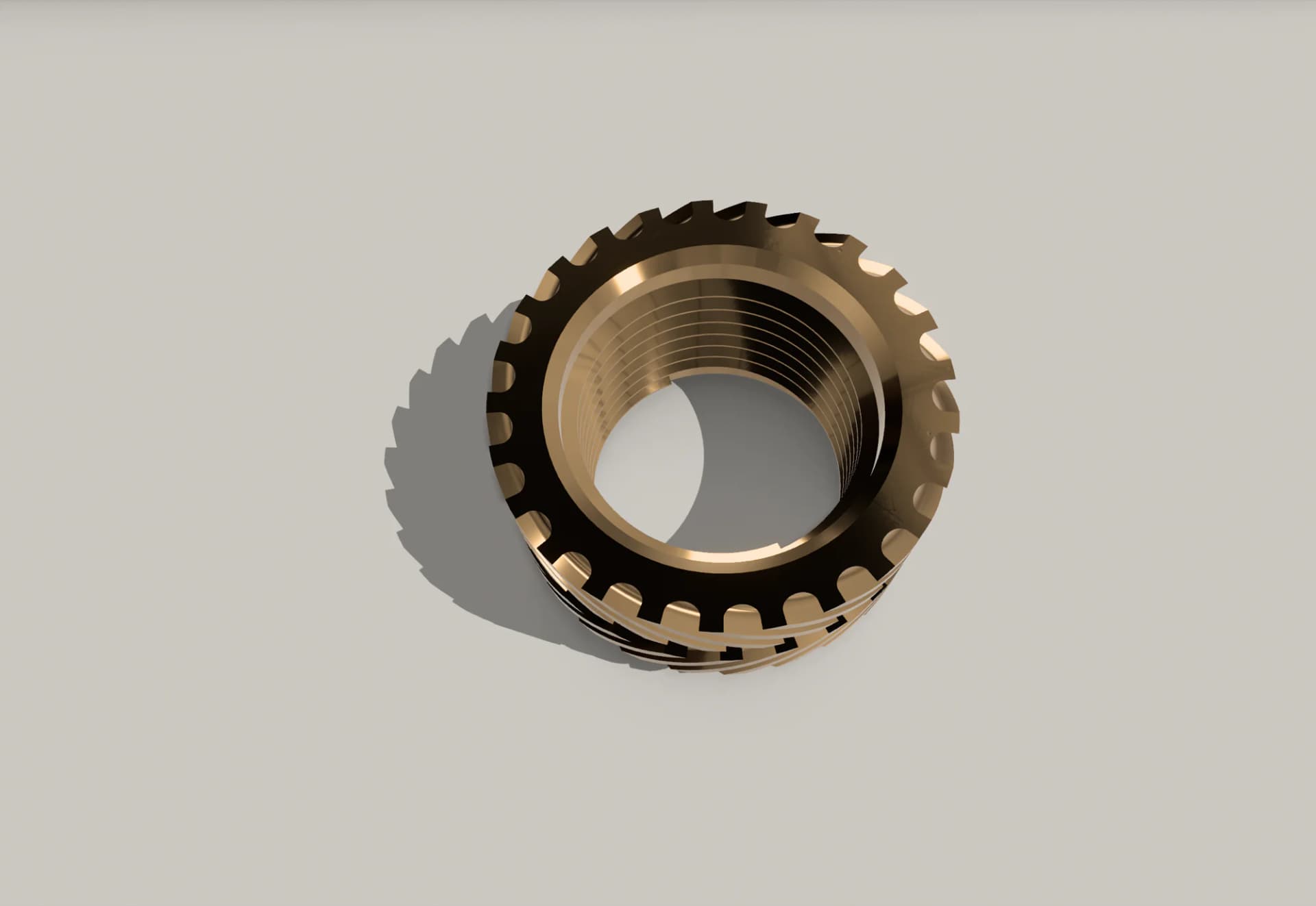 Top view of the modeled internal threads and upper knurl band